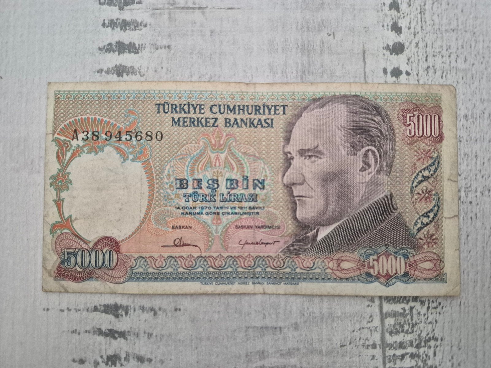 Turkije 5000 Turkse Lira biljet (1970-1980), Ophalen of Verzenden, Overige landen