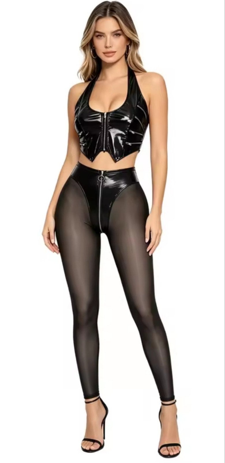 Prachtige Lak Set, Broek en Top, tm XXL, Verzenden, Nieuw