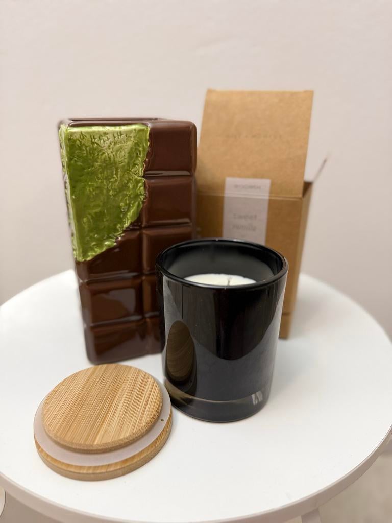 Vaas en kaars in Dubai-chocoladestijl, Nieuw, Ophalen of Verzenden, Modern, Bruin