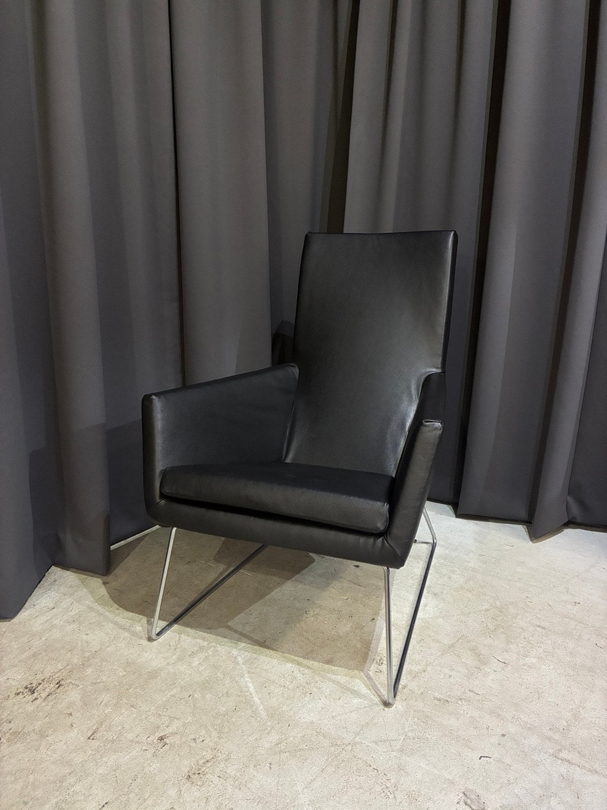 Label Don zwart leren fauteuil - Nieuw Leer -, Ophalen, ., 50 tot 75 cm, .