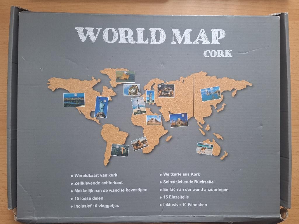 Wereldkaart op kurk, Ophalen, Nieuw