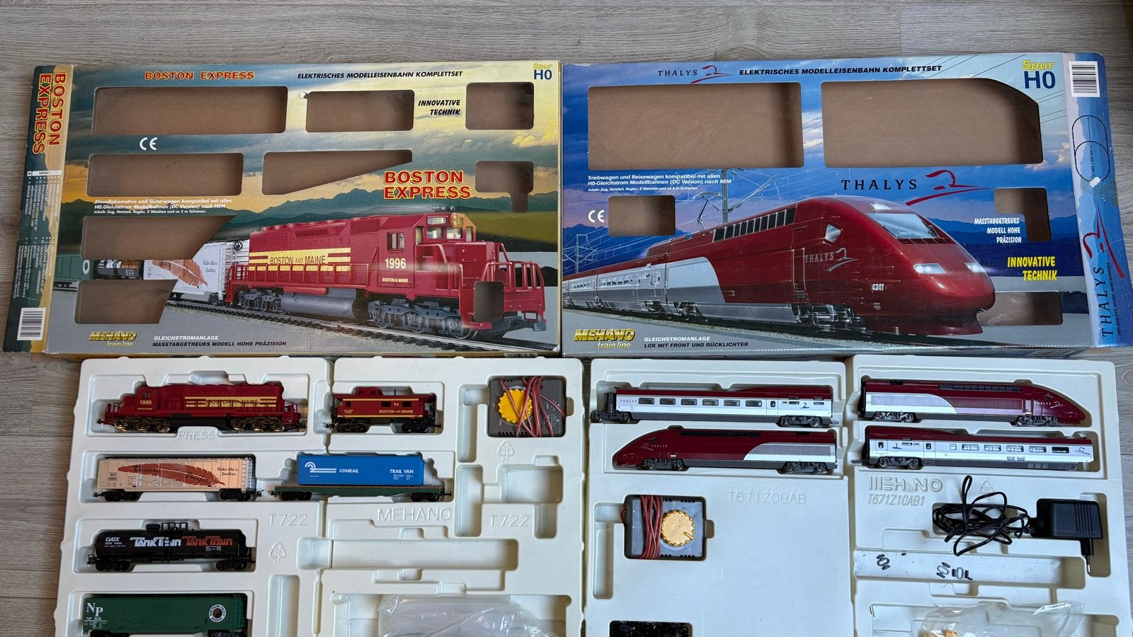 Mehano Treinen: Boston Express & Thalys Treinsets (H0), Hobby en Vrije tijd, Gelijkstroom, Ophalen, Overige merken, Gebruikt