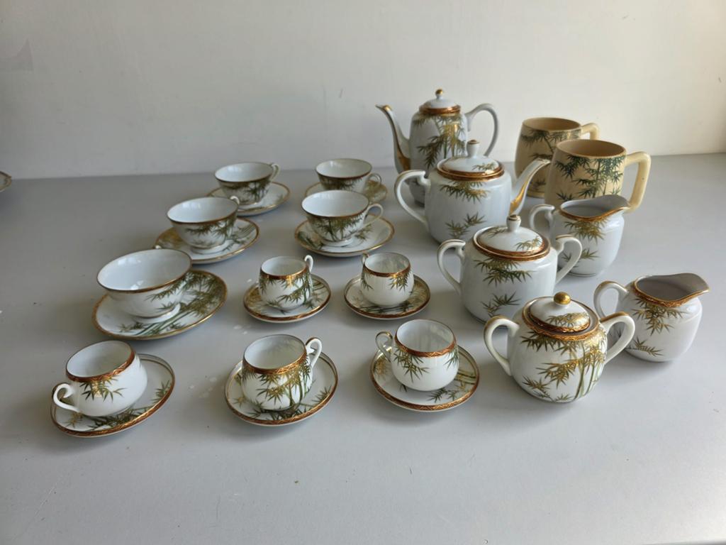 Vintage Japans servies met bamboe decor - complete set, Ophalen