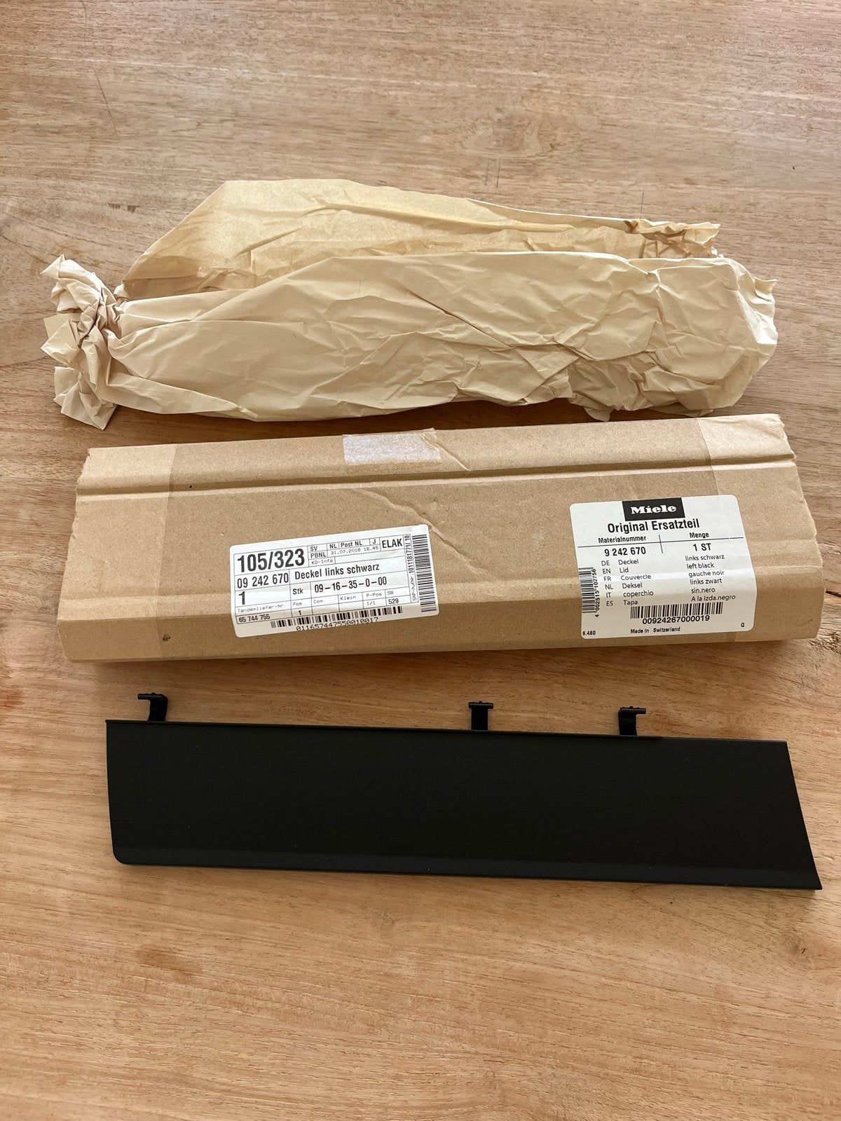 Nieuw Miele Origineel Deksel Links Zwart (9 242 670), Ophalen of Verzenden, Nieuw