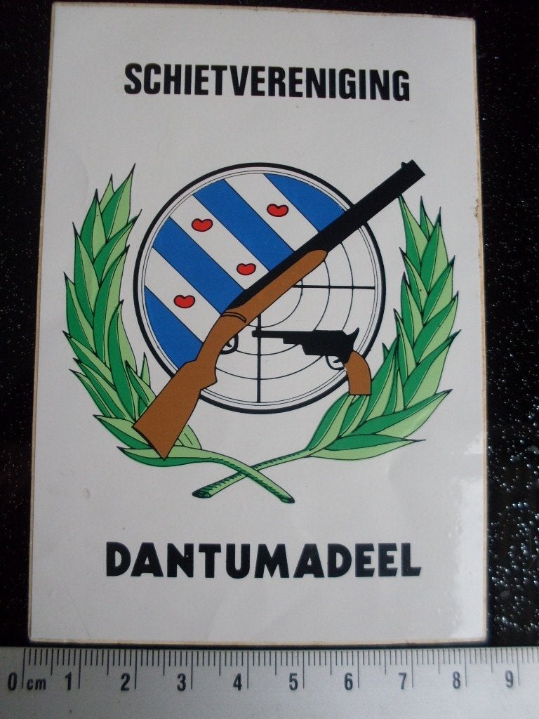 sticker schietvereniging dantumadeel logo embleem, Verzenden, Zo goed als nieuw, Bedrijf of Vereniging