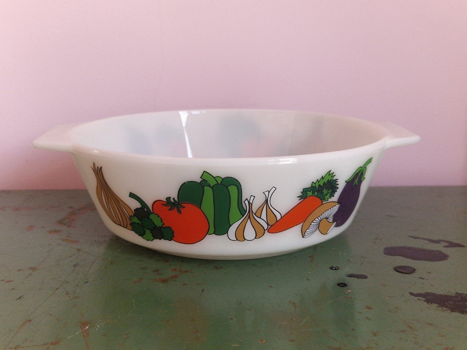 Vintage JAJ Pyrex Kent Ovenschaal Jaren '60 Groentepatroon, Ophalen of Verzenden