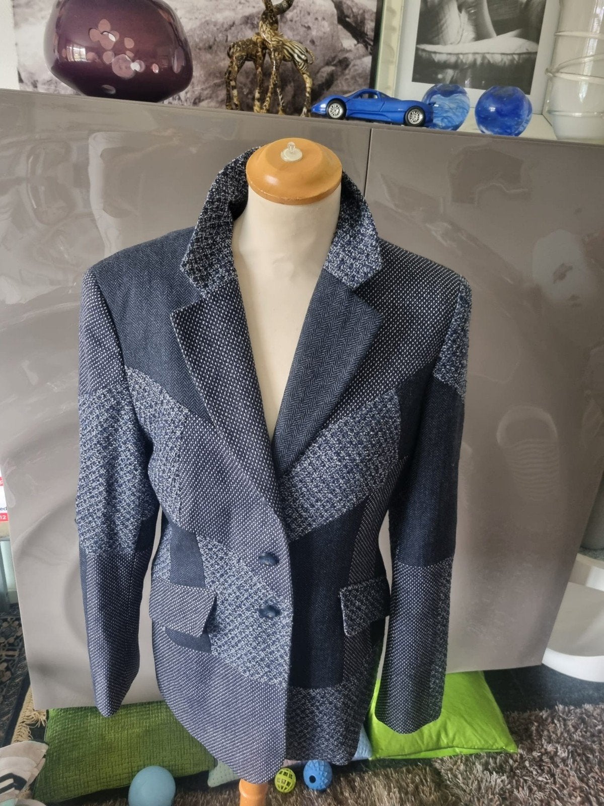 Escada blazer, mt 38, wol/kasjmier/zijde, blauw, nieuwstaat., Maat 38/40 (M), Blauw, Escada, Ophalen of Verzenden
