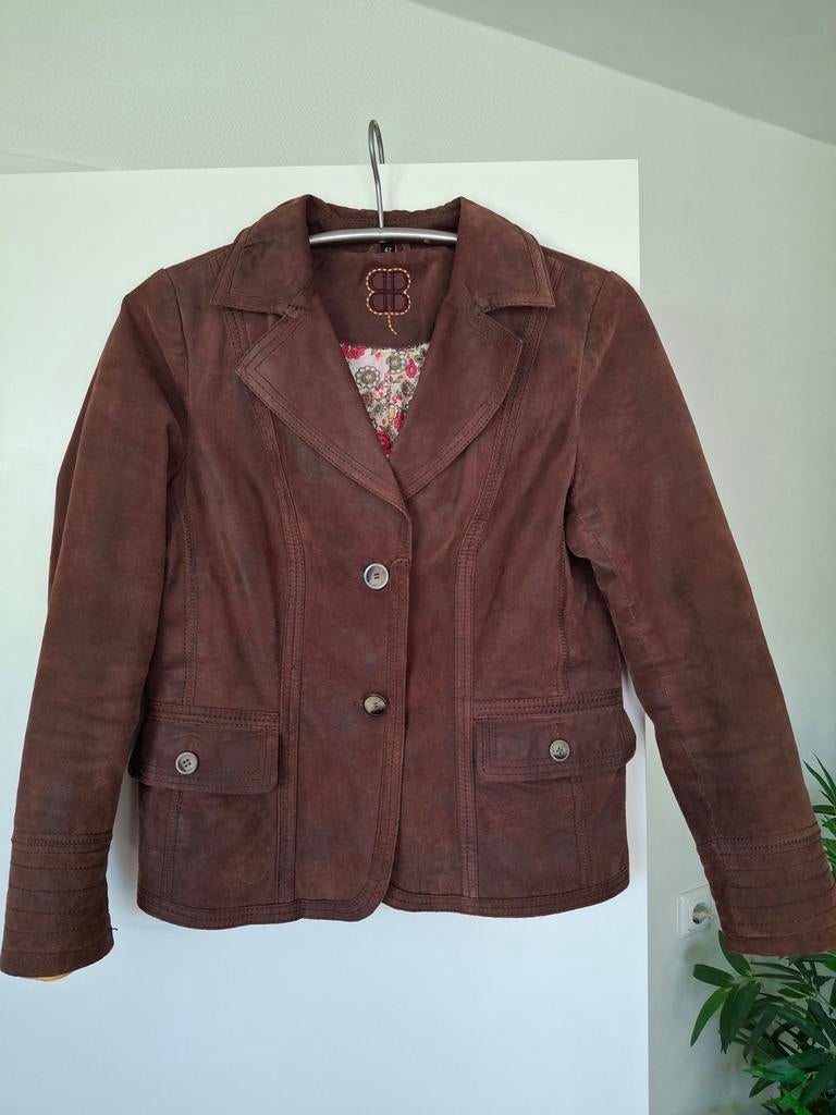 Suède leren jasje blazer, Kleding | Dames, Jasjes, Kostuums en Pakken, Ophalen of Verzenden, Nieuw, Maat 42/44 (L)
