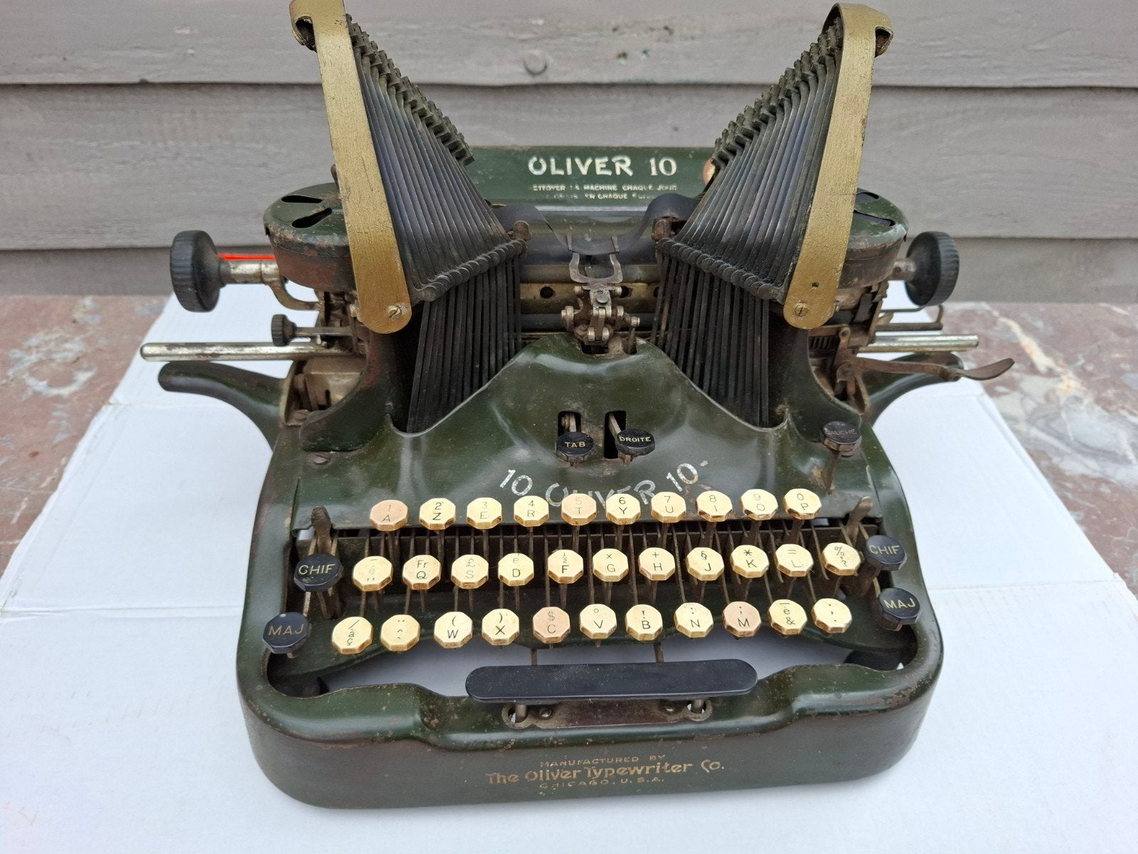 Antieke OLIVER NO 10 schrijfmachine.Frans gebruikt, Ophalen of Verzenden