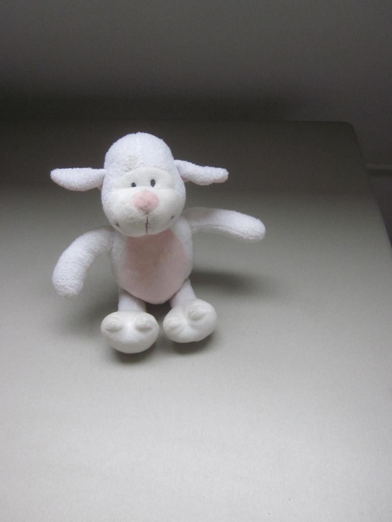Wergona Bergland wit - roze zacht glad pluche schaap lam, Lidl, Overige karakters, Overige typen, Ophalen of Verzenden