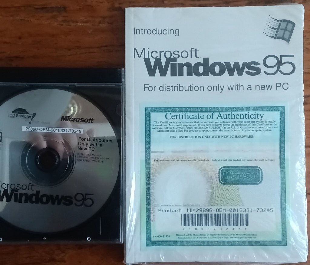 Windows '95 CD + licentie, Computers en Software, Ophalen of Verzenden, Zo goed als nieuw, Windows