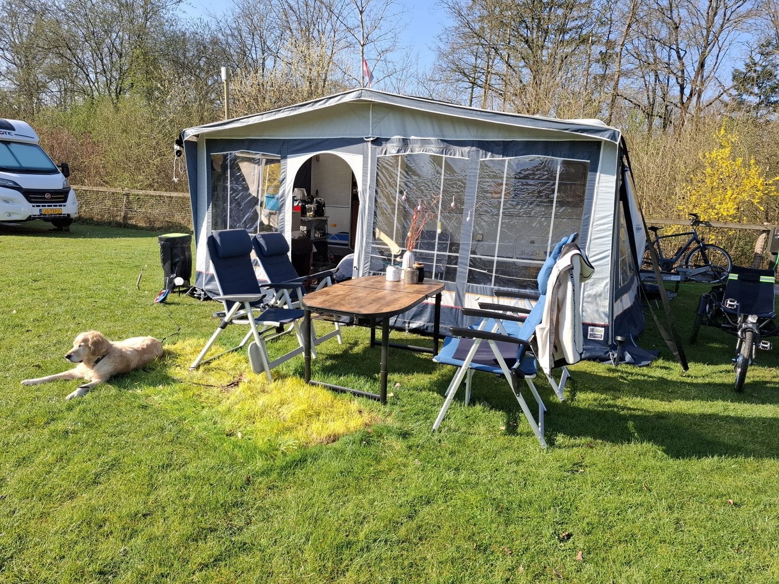 Extra diepe voortent 280 cm - Nog prima voor seizoenen, Ophalen, Gebruikt, Polyester, Overige merken