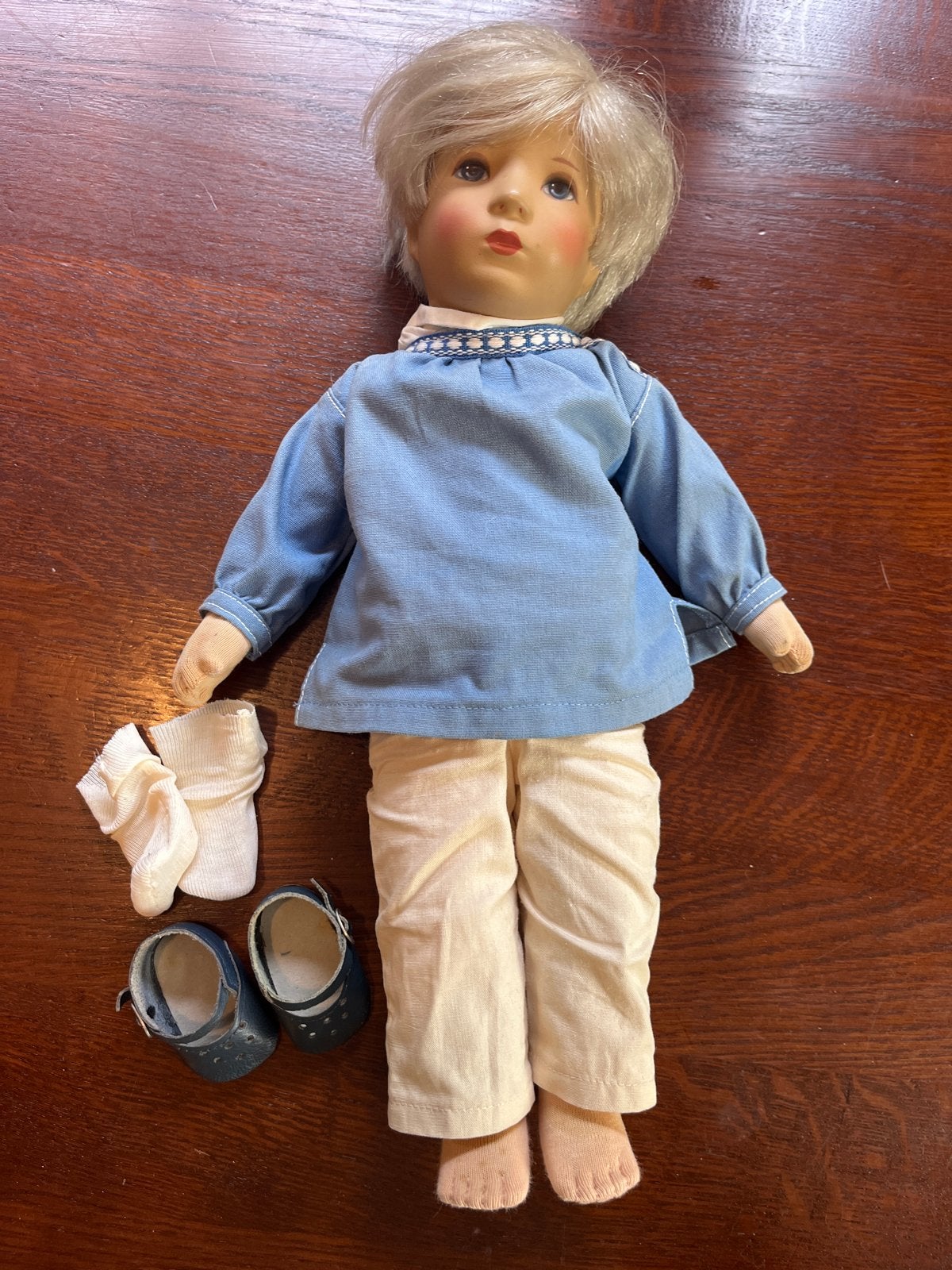Kathe Kruse jongen pop, onbespeeld, 38 cm, Ophalen of Verzenden, Zo goed als nieuw, Pop