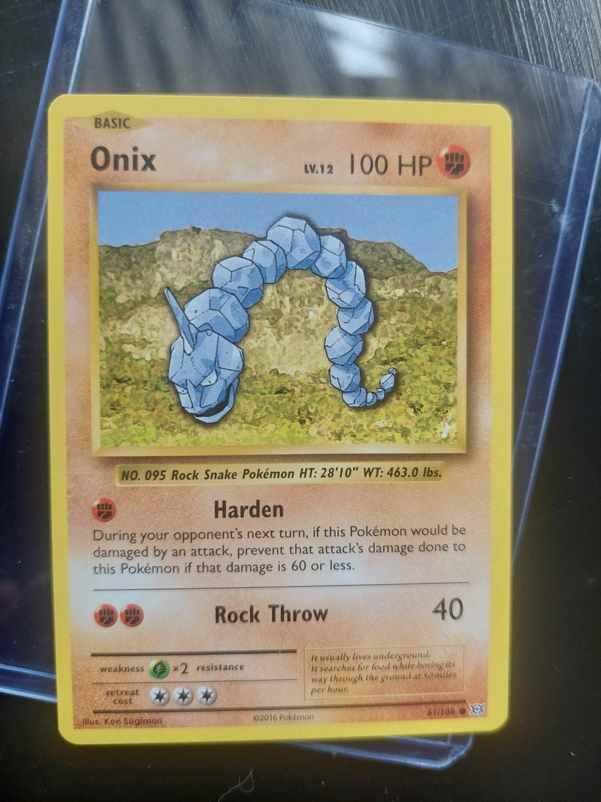 Pokémon Kaart Onix LV.12 100 HP - Basic (2016), Ophalen of Verzenden, Zo goed als nieuw, Losse kaart