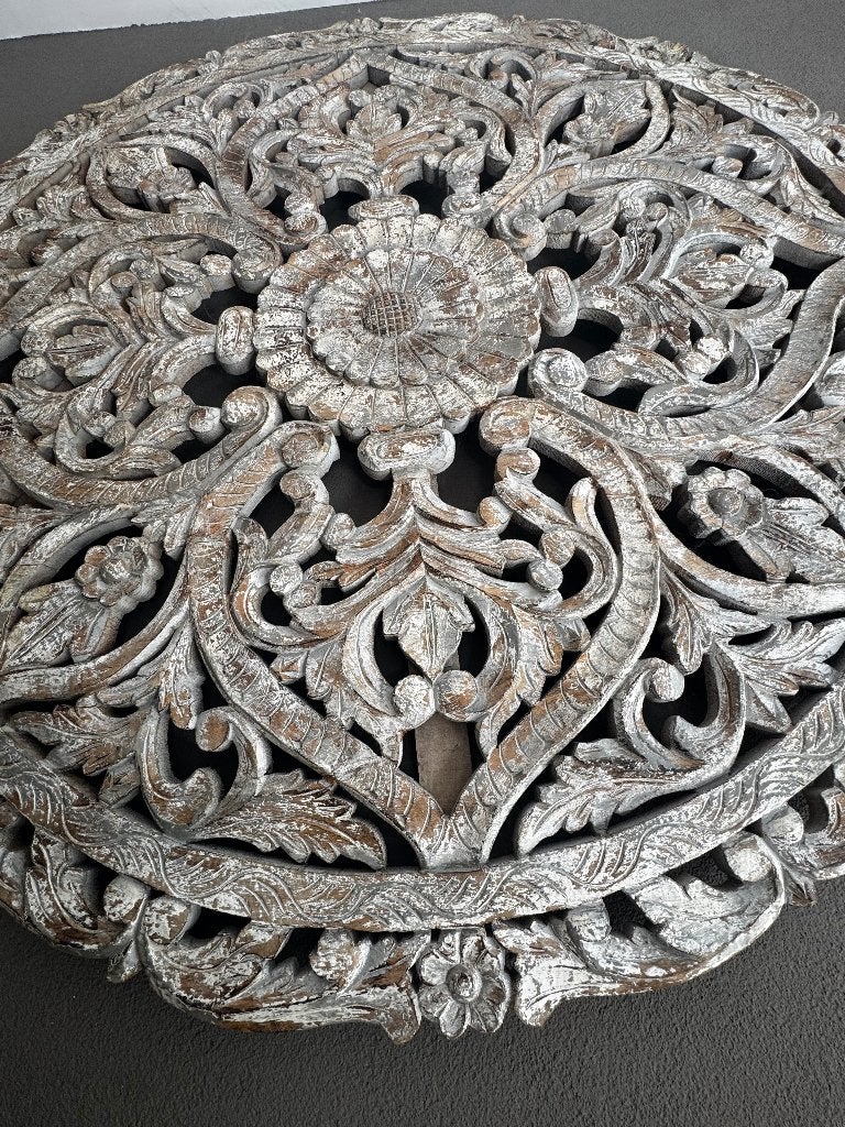 Groot Handgesneden Thais Wandpaneel uit en stuk!, Antiek en Kunst, Ophalen, Houtsnijwerk, Handgemaakt, Hout