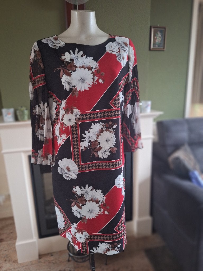 Rinascimento plissé mouw jurk XL, Verzenden, Zo goed als nieuw, Knielengte, Rood
