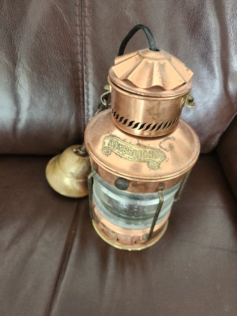 Ankerlicht antiek koperen boot lamp, Ophalen of Verzenden