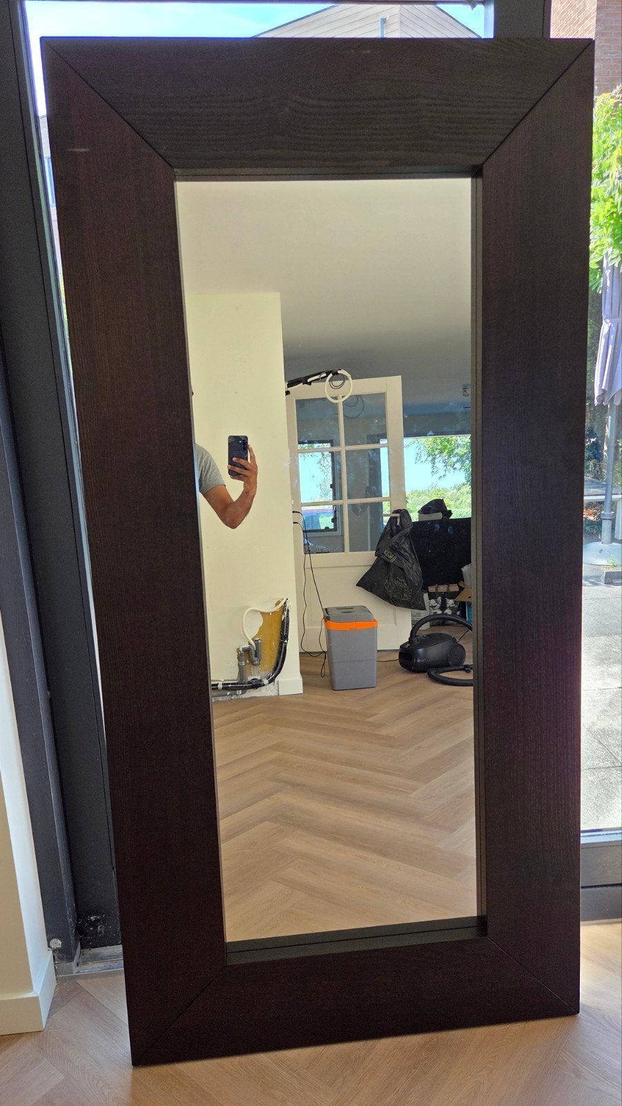 IKEA spiegel met donkerbruin houten frame, Huis en Inrichting, Woonaccessoires | Spiegels, Ophalen, Gebruikt, 75 tot 100 cm, 150 tot 200 cm
