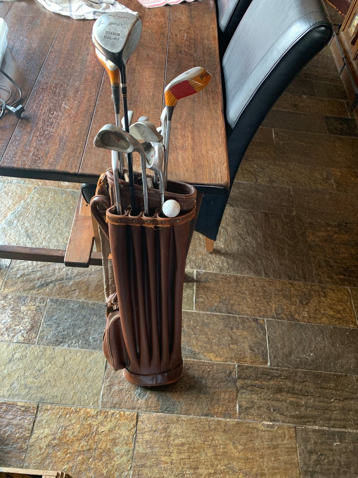 Vintage Golfset met Leren Tas - PING ZING Clubs, Sport en Fitness, Golf, Ophalen of Verzenden, Gebruikt, Set, Ping