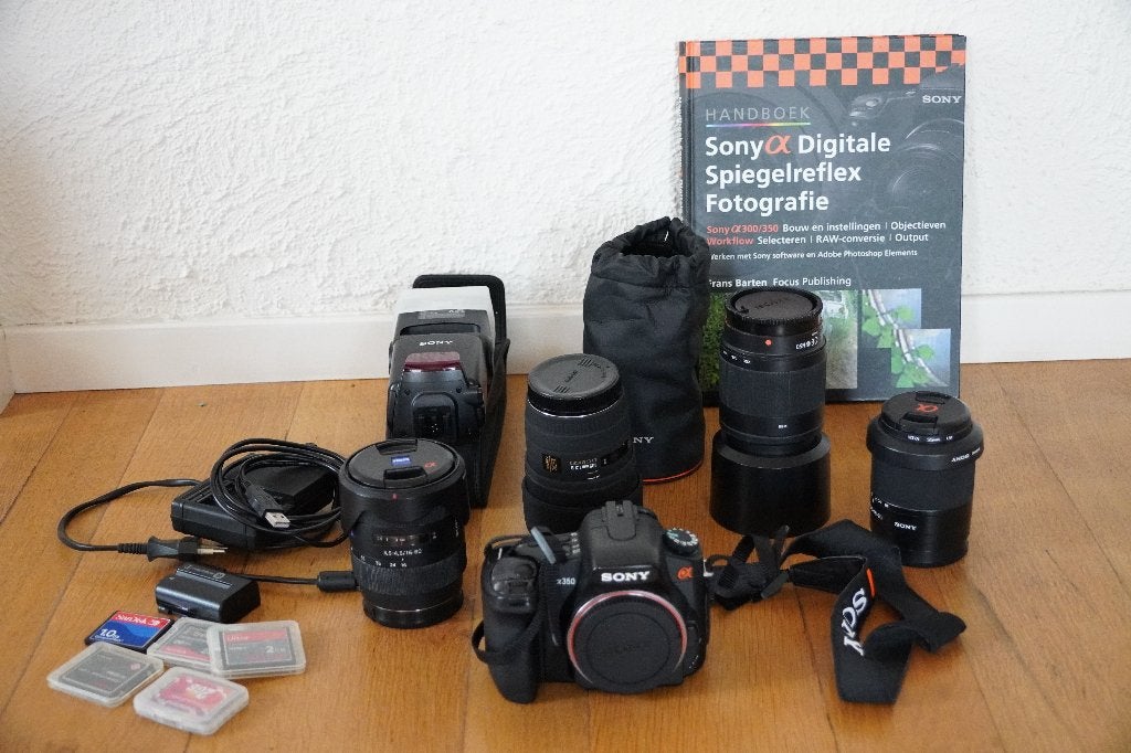 Sony Alpha A350 Spiegelreflexcamera met accessoires, 14 Megapixel, Gebruikt, Spiegelreflex, Ophalen of Verzenden