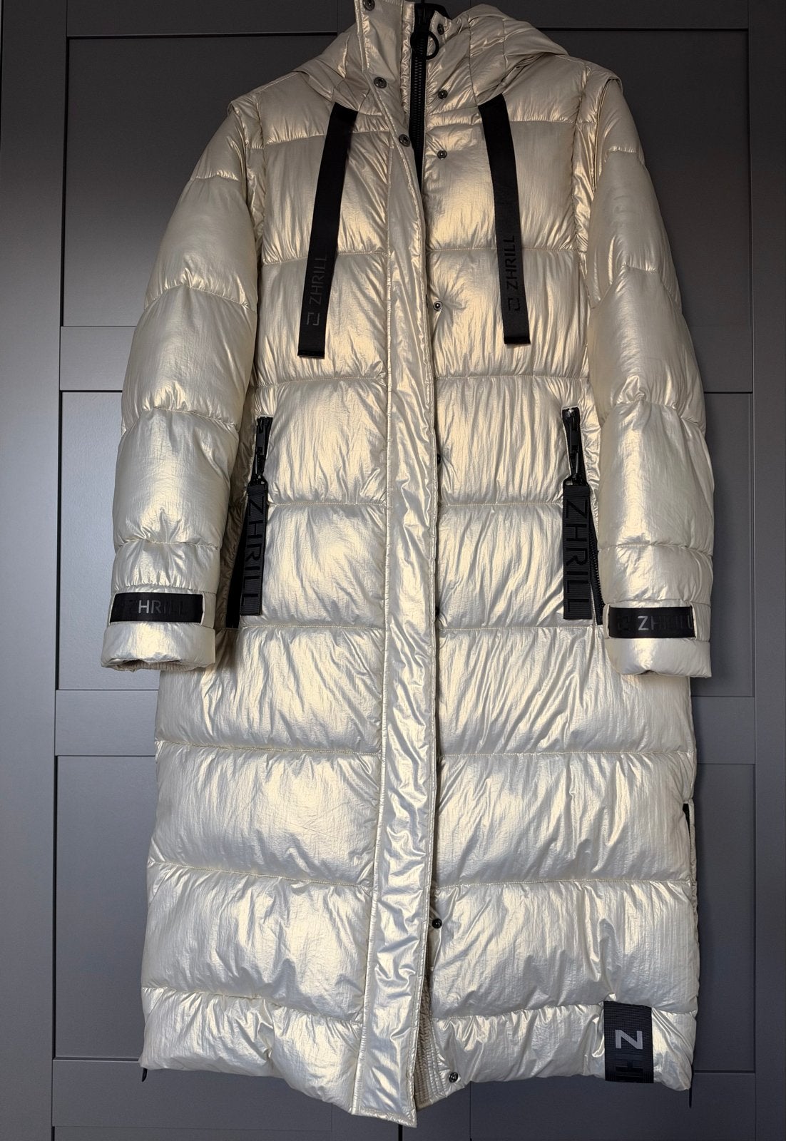 ZHRiLL lange gewatteerde jas goudkleurig maat XL, Ophalen of Verzenden, Zo goed als nieuw, Maat 46/48 (XL) of groter, Goud