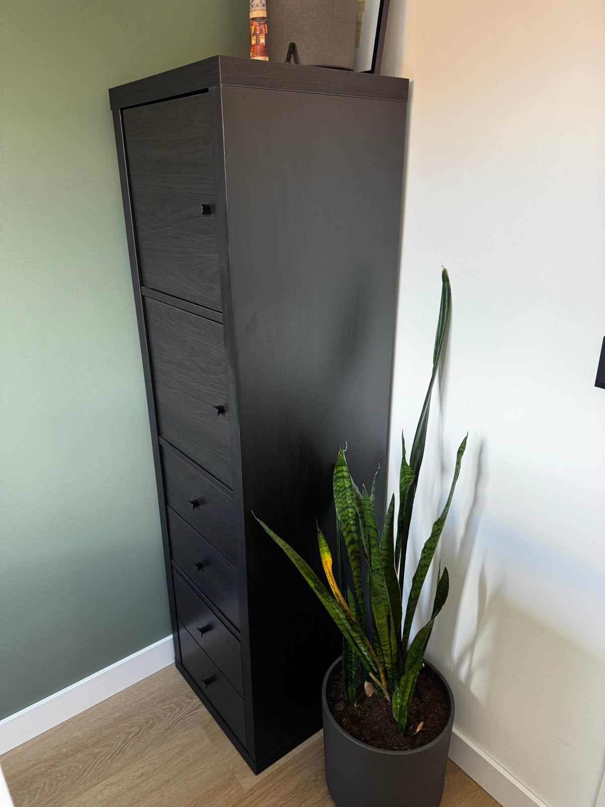 IKEA KALLAX Kast Zwartbruin met Lades en Deurtjes, Ophalen, Minder dan 50 cm, 100 tot 150 cm, Zo goed als nieuw