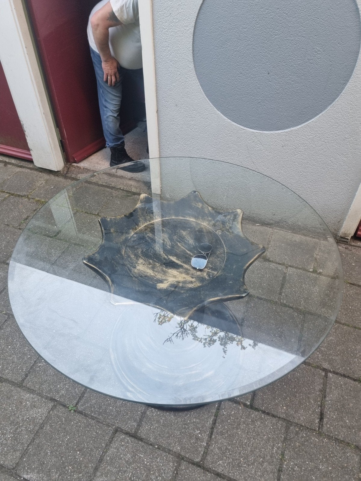 Vintage Salontafel, Ophalen, Zo goed als nieuw, Glas, Vintage