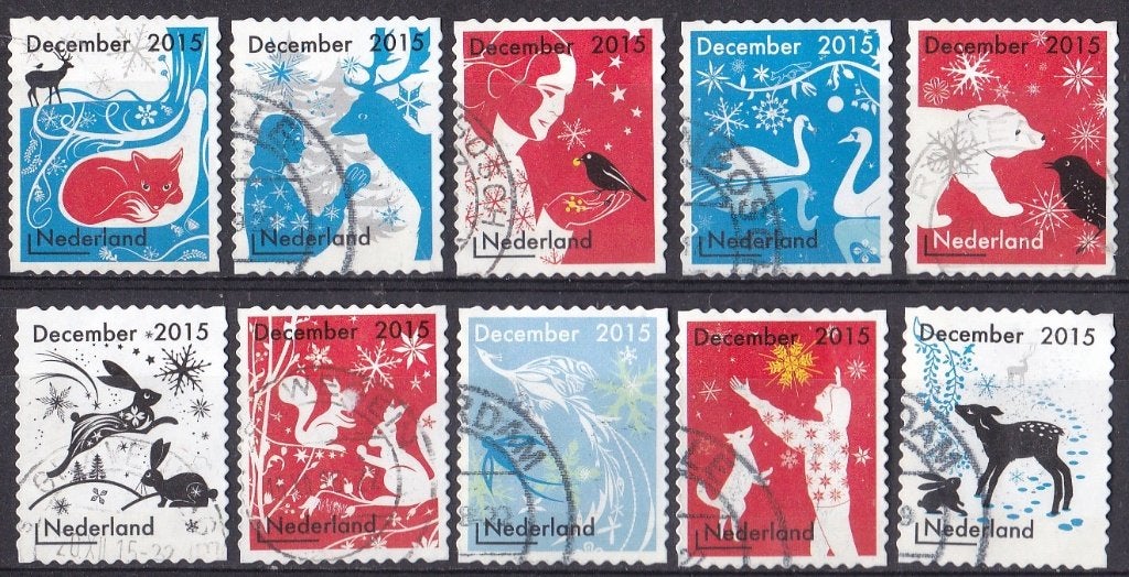 Decemberzegels 2015 – gebruikt – NVPH 3363-3372, Ophalen of Verzenden, Na 1940, Gestempeld