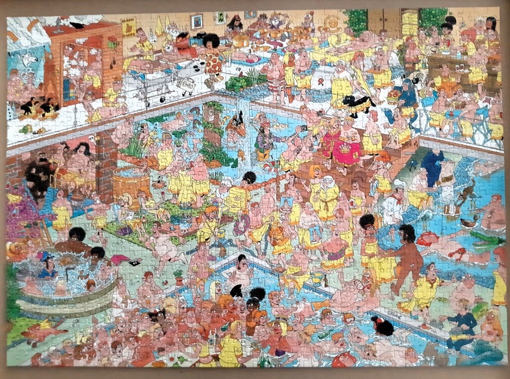 Jan van Haasteren puzzel 'Op hete kolen', Ophalen of Verzenden, 500 t/m 1500 stukjes, Zo goed als nieuw, Legpuzzel
