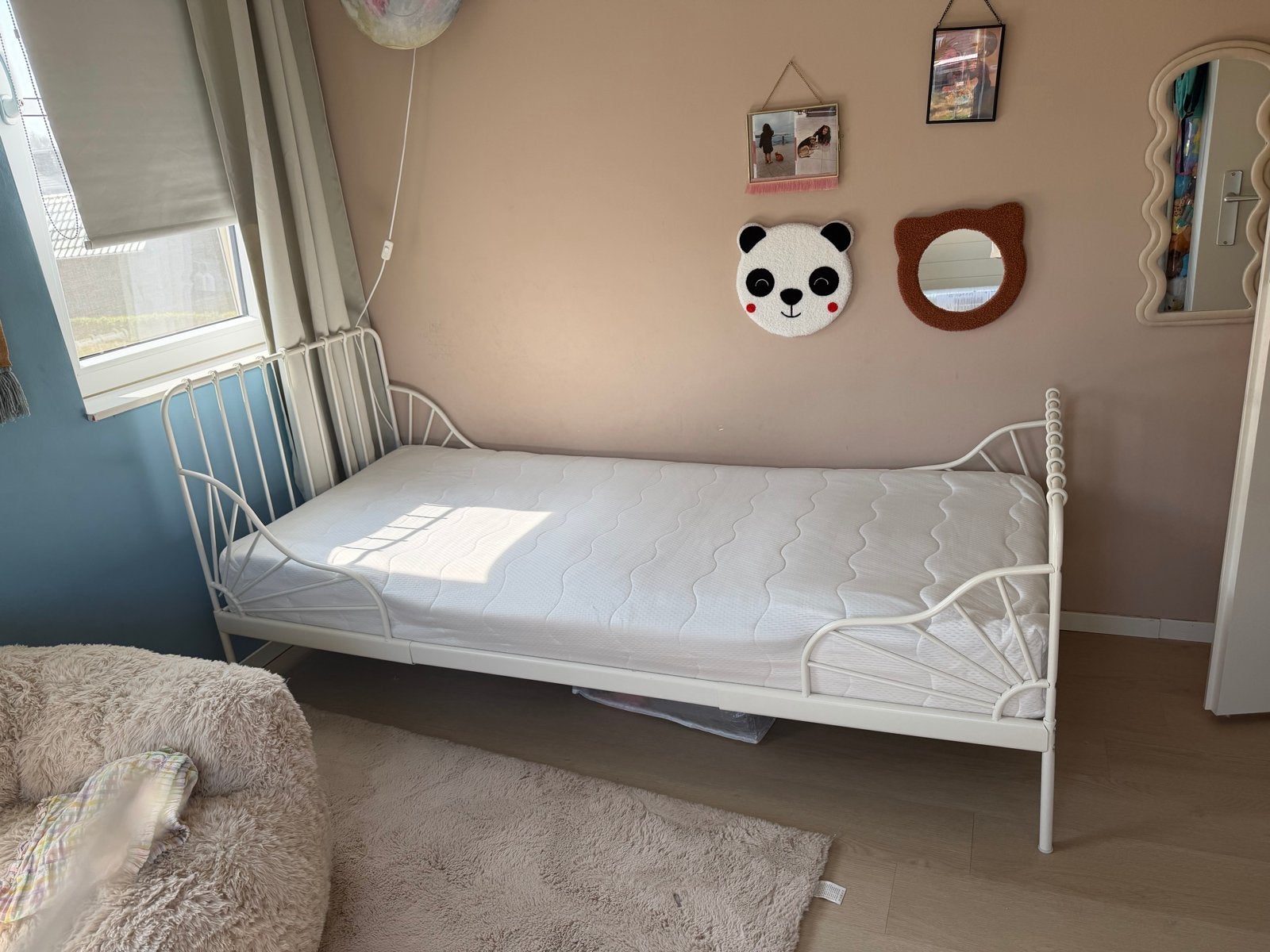 Ikea minnen bed, Ophalen, 90 cm, Eenpersoons, Wit