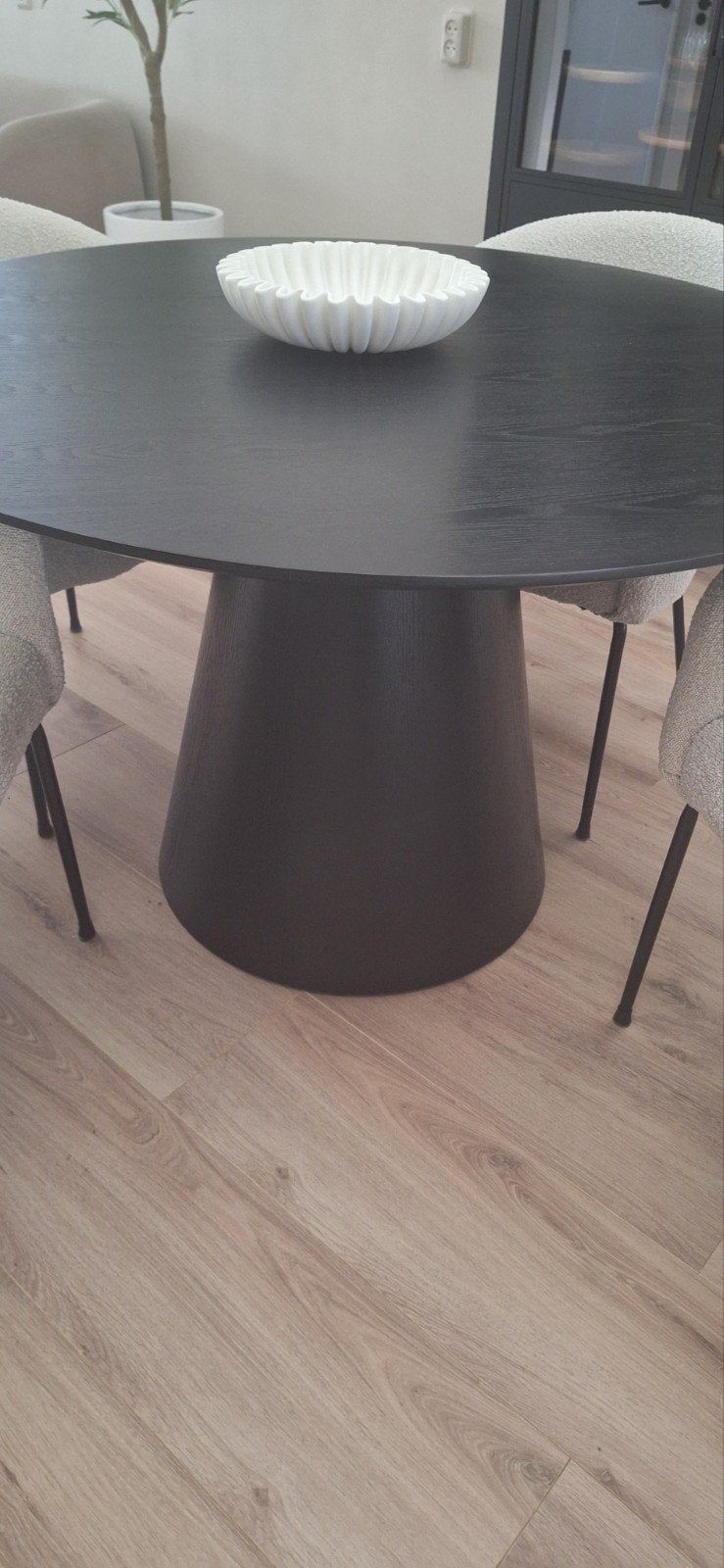 Zwarte ronde eettafel 120 cm - Goede staat, Ophalen, Gebruikt, Rond, Vier personen