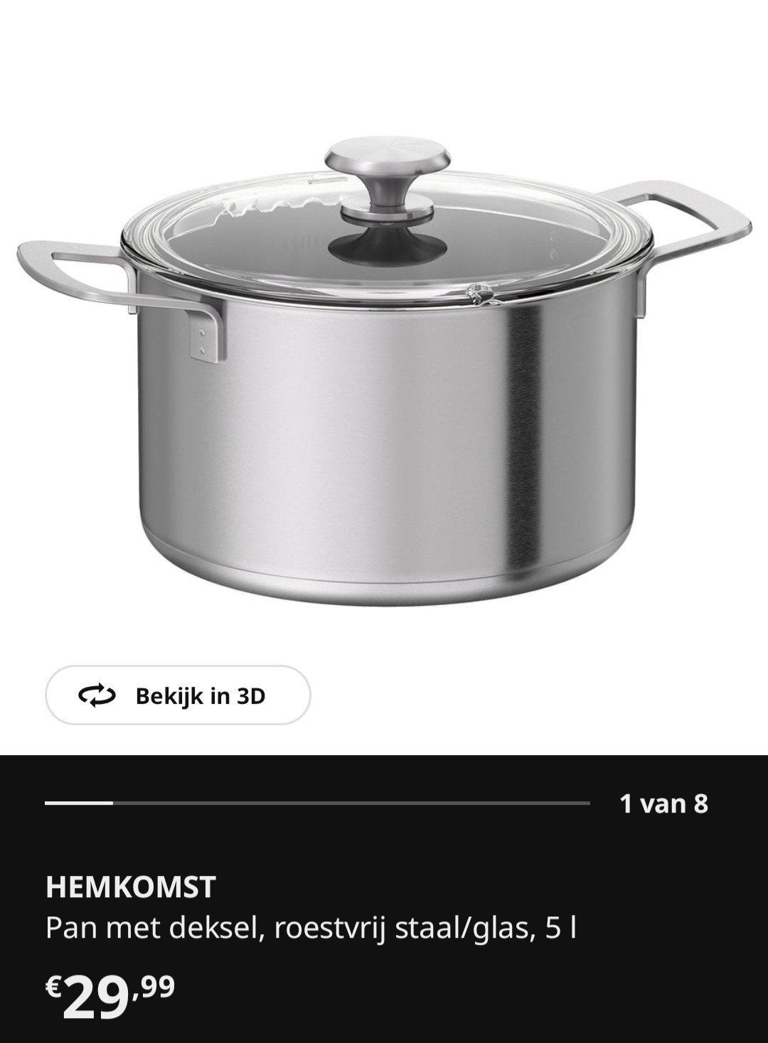 2 nieuwe Ikea RVS Hemkomst pannen, 3 en 5 liter, Met deksel, Nieuw, Ophalen of Verzenden, IKEA