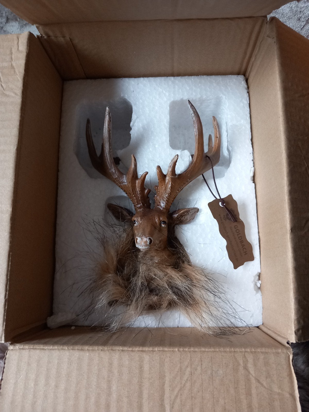 2x Goldbach Hertenkop kerst Decoratie met Gewei en Bont, Ophalen of Verzenden, Nieuw