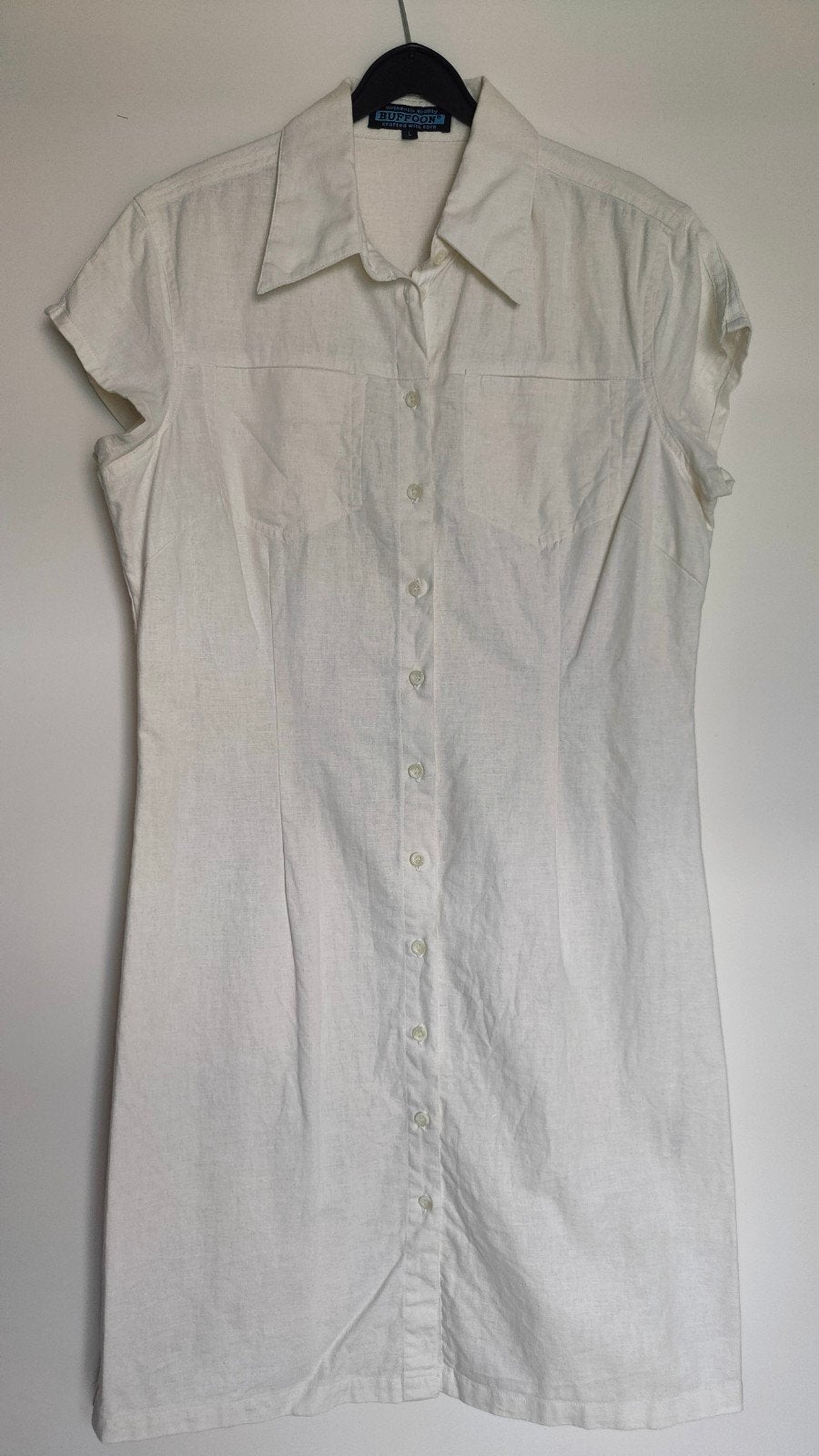 Witte linnen & katoenen jurk van Buffoon maat 38/40/42, Kleding | Dames, Maat 38/40 (M), Buffoon, Wit, Ophalen of Verzenden