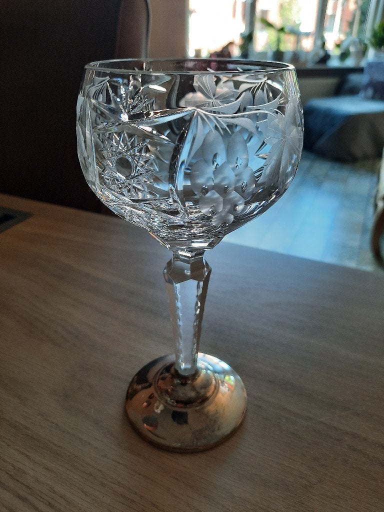 Antiek Nachtman Trauben glas met zilver voet, Antiek en Kunst, Antiek | Glas en Kristal, Ophalen of Verzenden