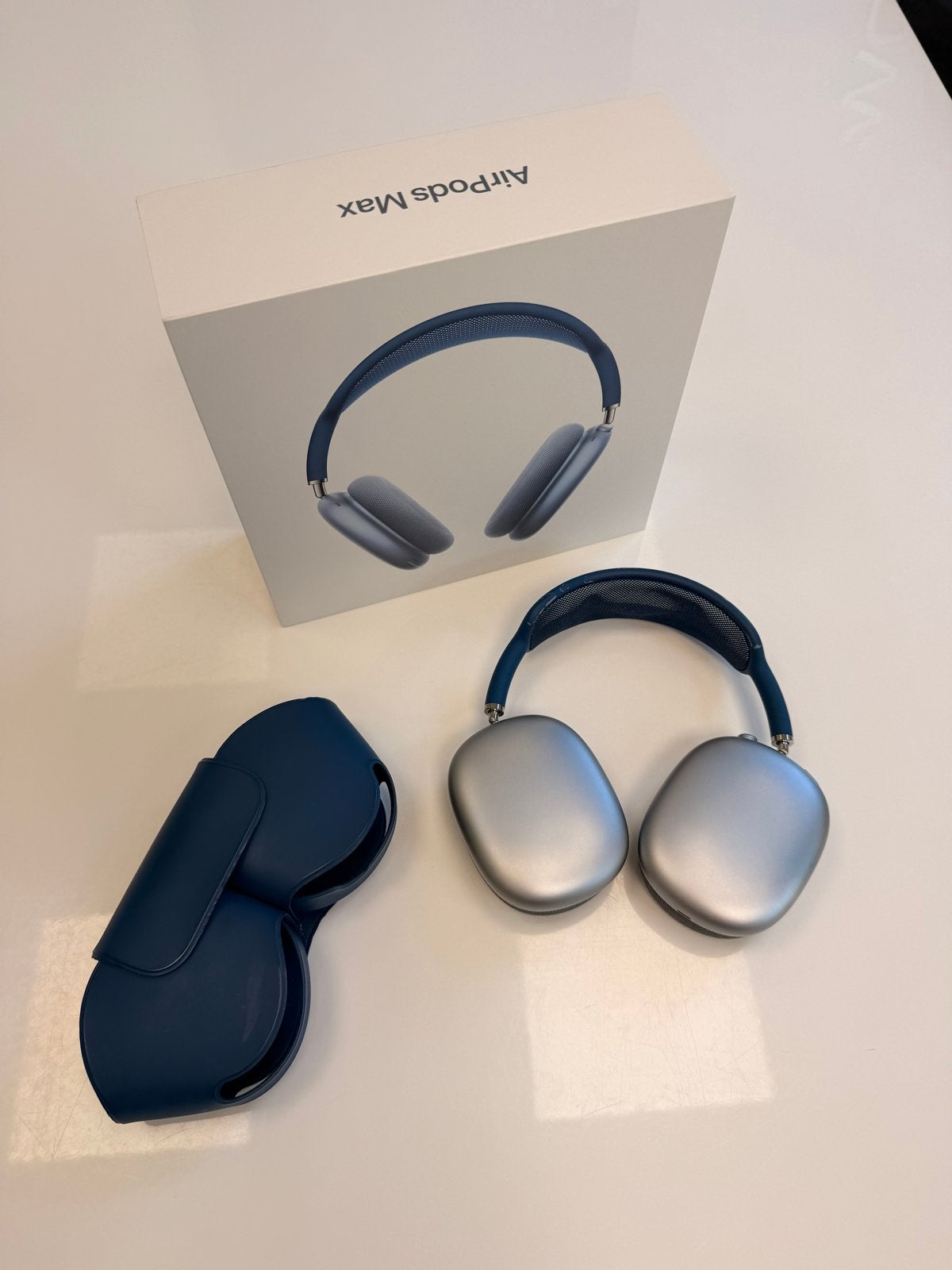 Apple AirPods Max - Sky Blue met Smart Case, Audio, Tv en Foto, Koptelefoons, Ophalen, Gebruikt, Zilver, Bluetooth