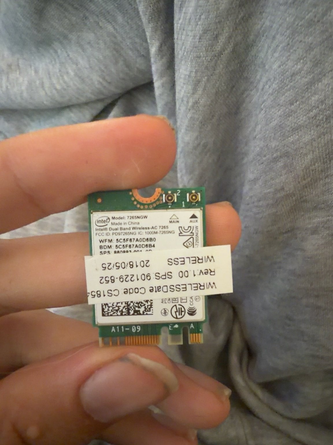 Intel 7265NGW, Ophalen of Verzenden, Zo goed als nieuw, Intern