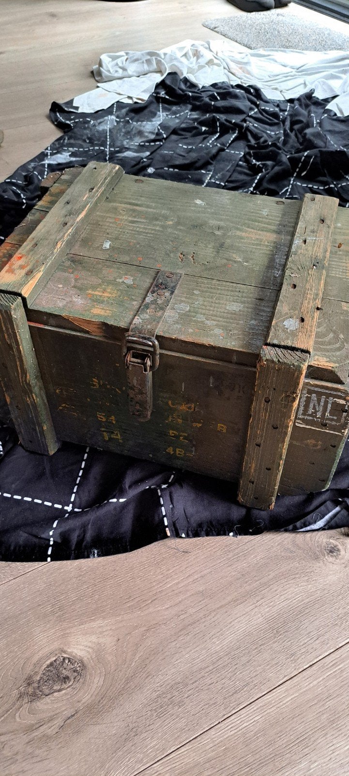 Vintage houten munitiekist - Militair groen, Ophalen