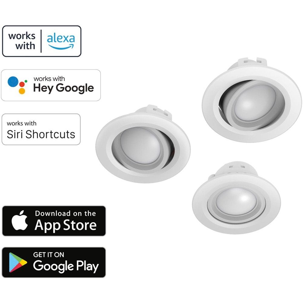 Hama WiFi LED Inbouwspot - Wit (3-Pack) | Nieuw, 30 tot 60 watt, Led-lamp, Info.nl@hama.com, Nieuw