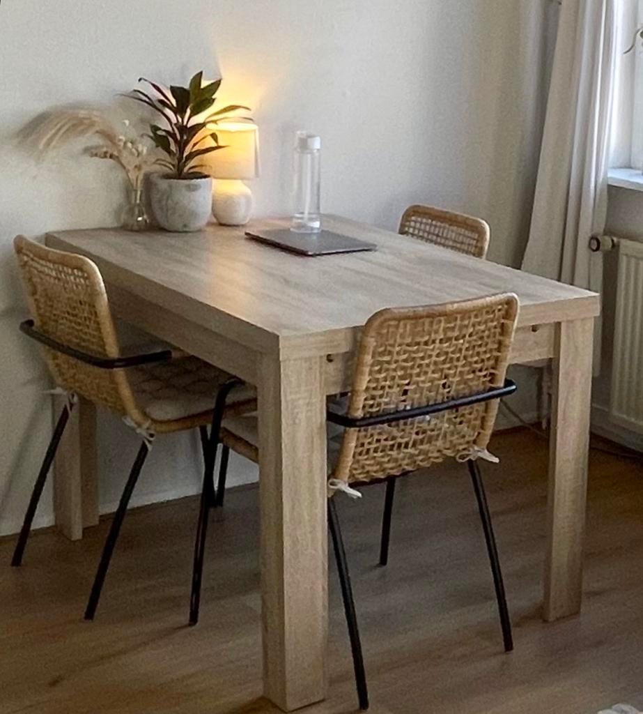 Uitschuifbare eettafel van hout, Huis en Inrichting, Tafels | Eettafels, Ophalen, 100 tot 150 cm, 50 tot 100 cm, Zo goed als nieuw