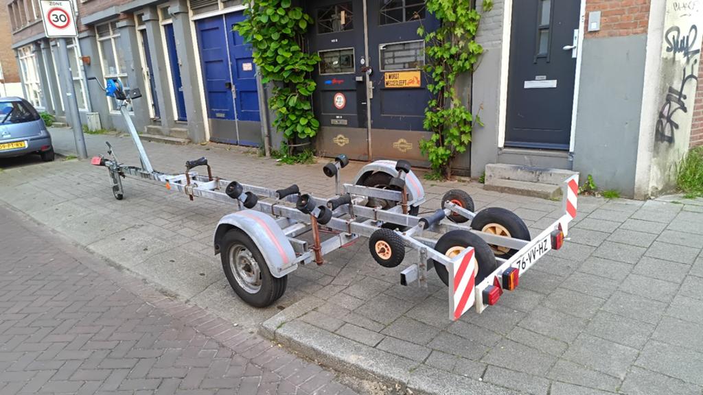 Damco 750kg boottrailer, kanteltrailer., Ophalen, Gebruikt, Minder dan 6 meter, Kantelbaar