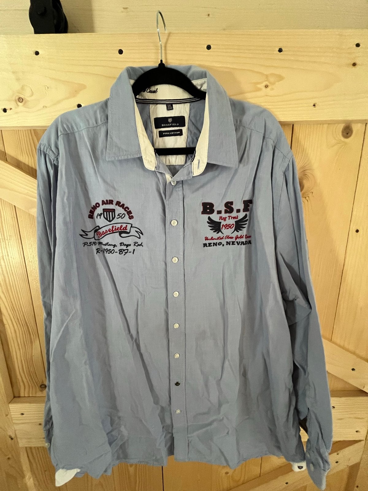 Basefield Heren Overhemd - Lichtblauw - Maat 3XL, Kleding | Heren, Ophalen of Verzenden, Zo goed als nieuw, Blauw, Halswijdte 43/44 (XL)