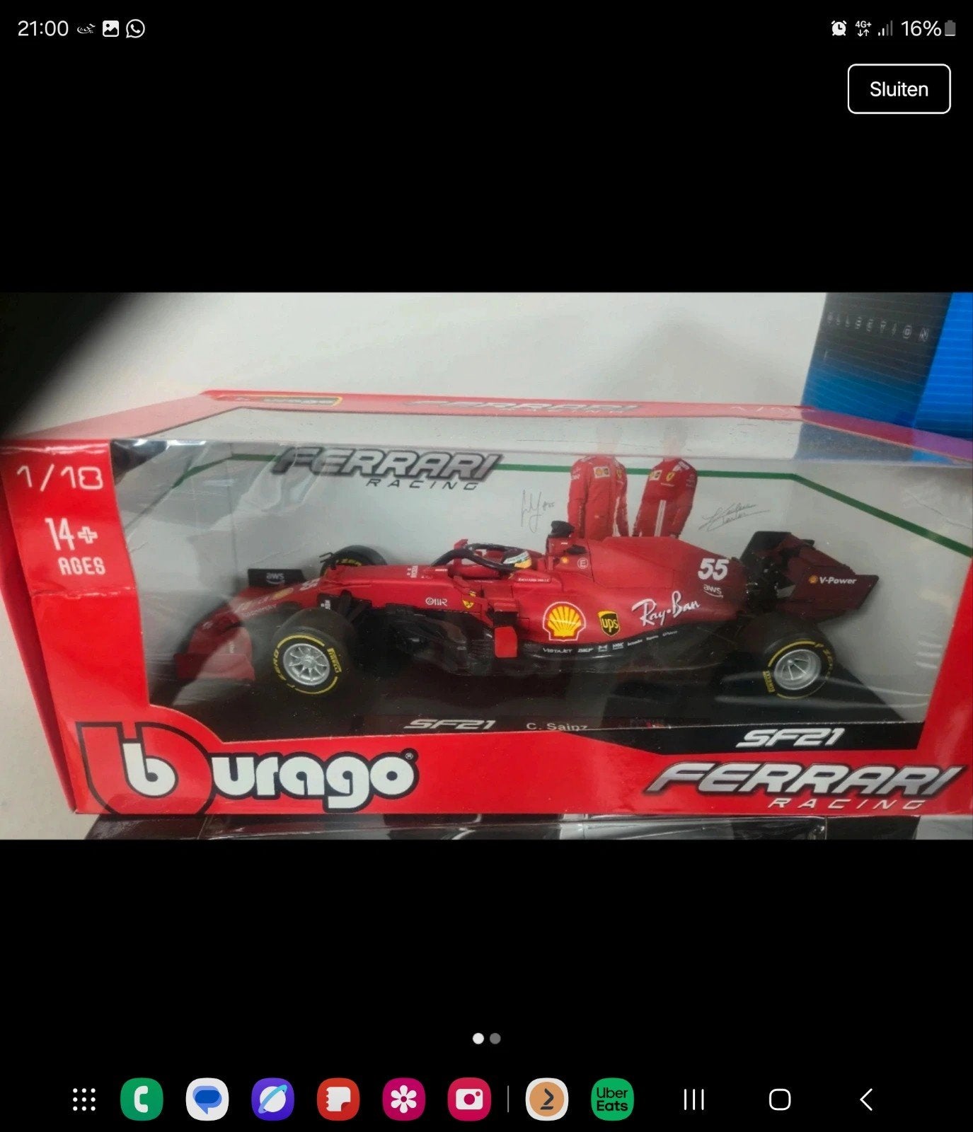 Bburago Ferrari SF21 F1 1:18 Nieuw in doos, Hobby en Vrije tijd, Ophalen of Verzenden, Nieuw, Auto, Bburago