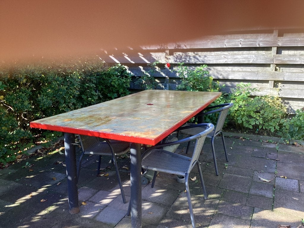 Stevige tuintafel, vrij gift en ophalen, Ophalen, Gebruikt, Rechthoekig, Hout
