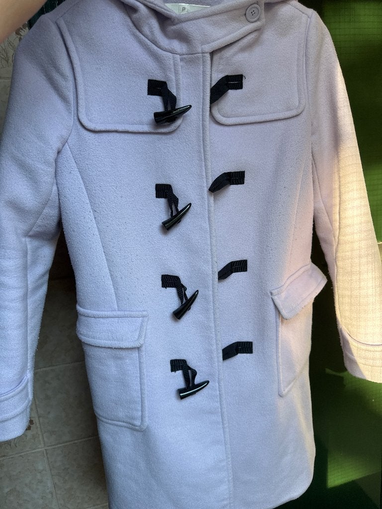 Lila duffelcoat met capuchon - Maat XS, Kleding | Dames, Paars, Ophalen of Verzenden, Zo goed als nieuw, Maat 34 (XS) of kleiner