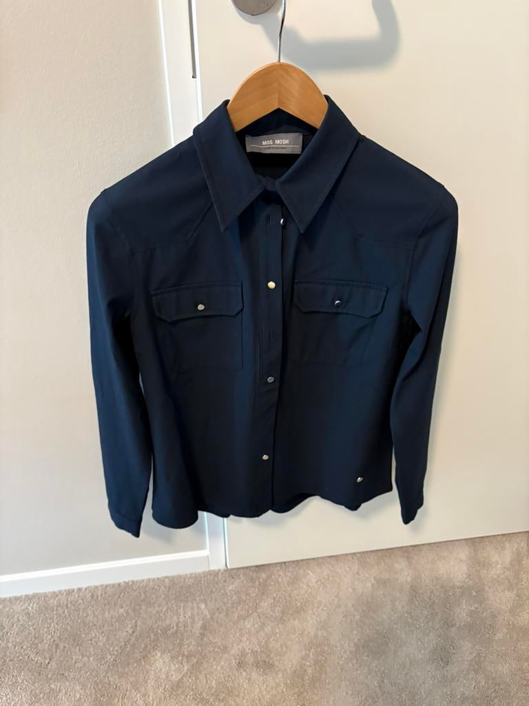 Donker blauwe blouse., Ophalen of Verzenden, Zo goed als nieuw, Maat 34 (XS) of kleiner, Blauw