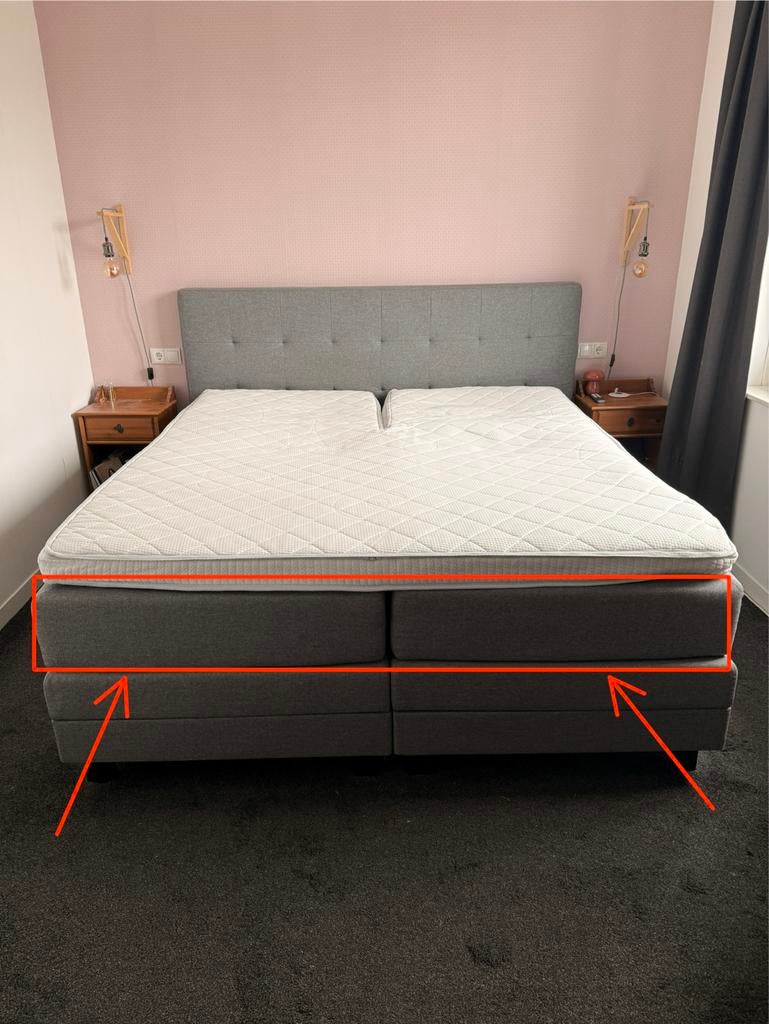 Boxspring matrassen met hoes (210x180), Gebruikt, 90 cm, 210 cm, Tweepersoons