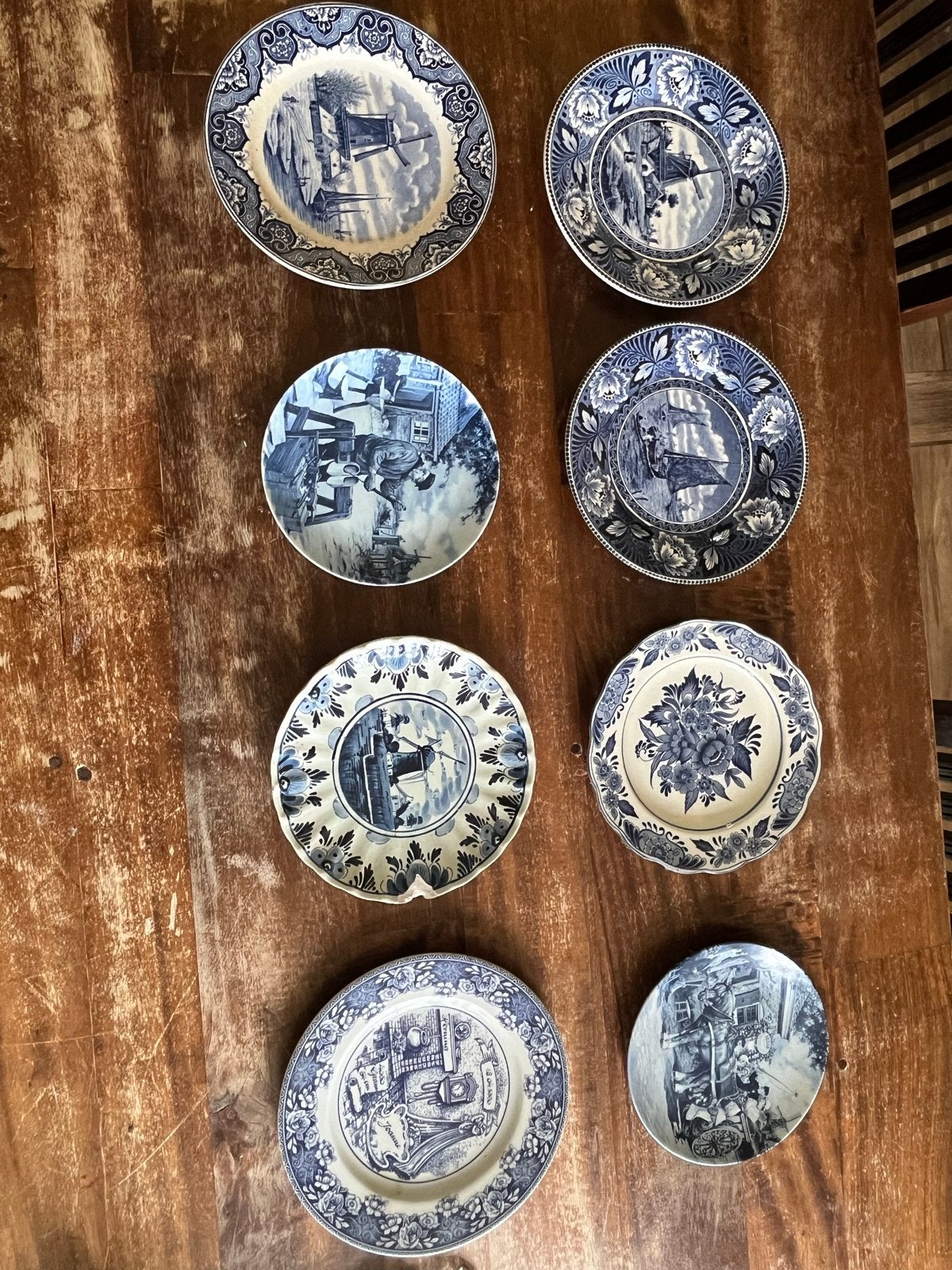 Set van 8 Antieke Delfts Blauwe Wandborden, Ophalen of Verzenden