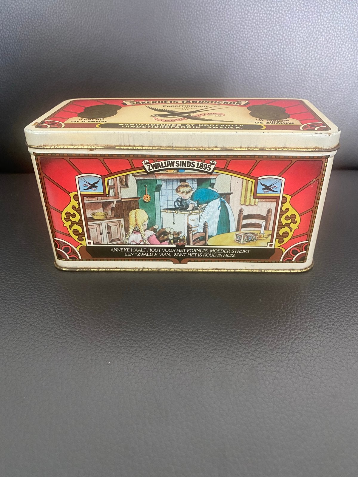 Vintage 'De Zwaluw' blik - Lucifers/Koekjes/Koffie, Verzamelen, Ophalen of Verzenden, Gebruikt, Overige, Overige merken