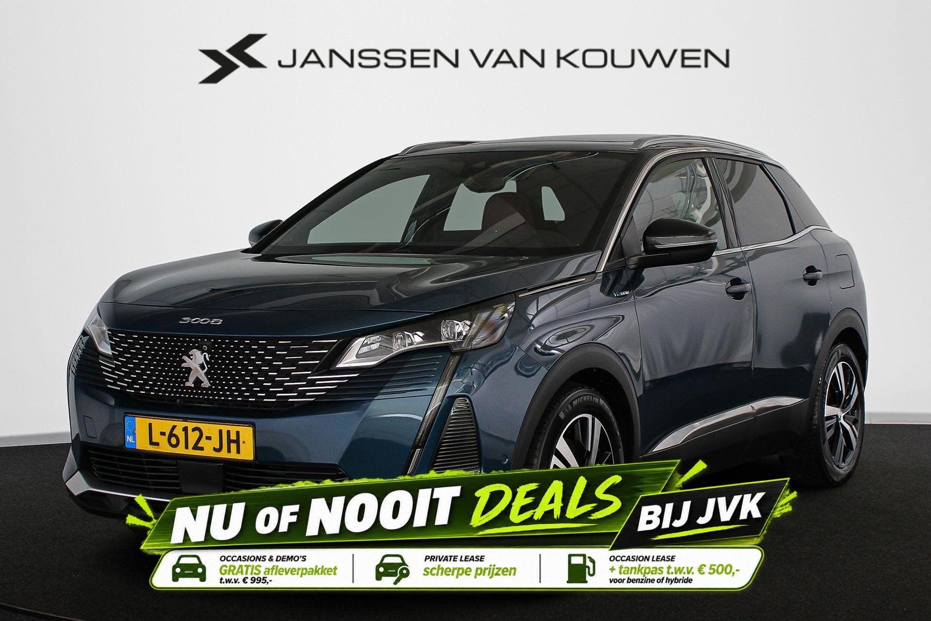 Peugeot 3008 1.6 HYbrid 225 GT 1e Eigenaar Panoramadak Leder, Euro 6, 4 cilinders, Blauw, Automatische klimaatregeling